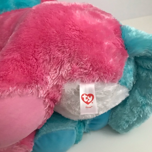 TY Beanie Boos Fiona Large Pink Blue Cat Plush 18” Retired - Picture 7 of 8